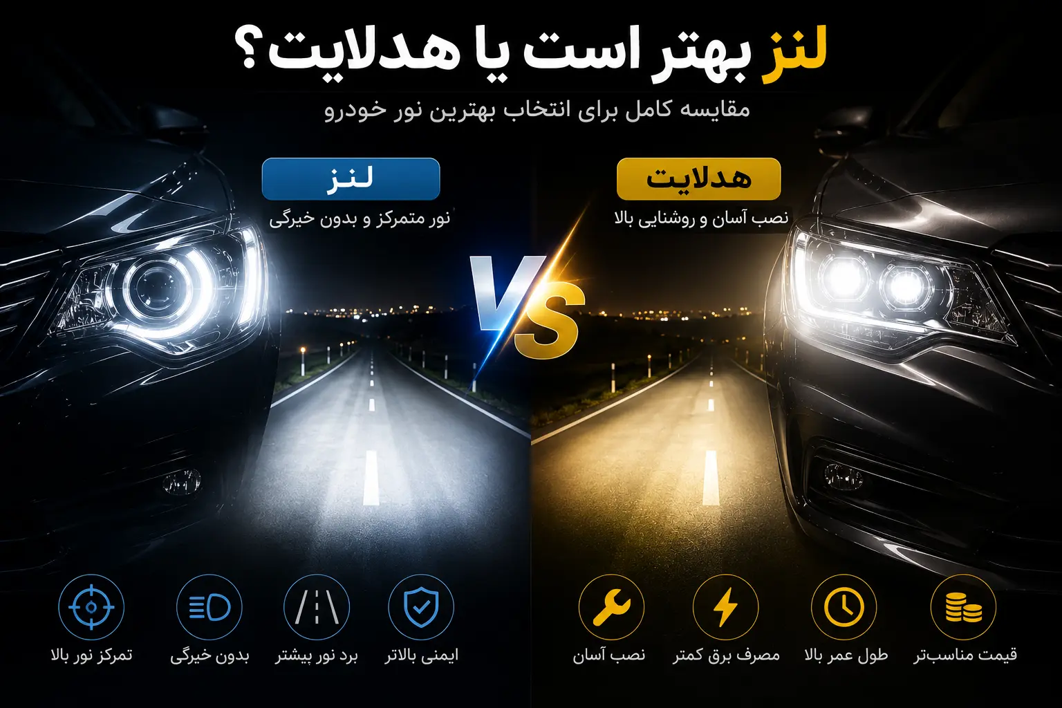 لنز بهتر است یا هدلایت؟ مقایسه کامل برای نوردهی بهتر خودرو