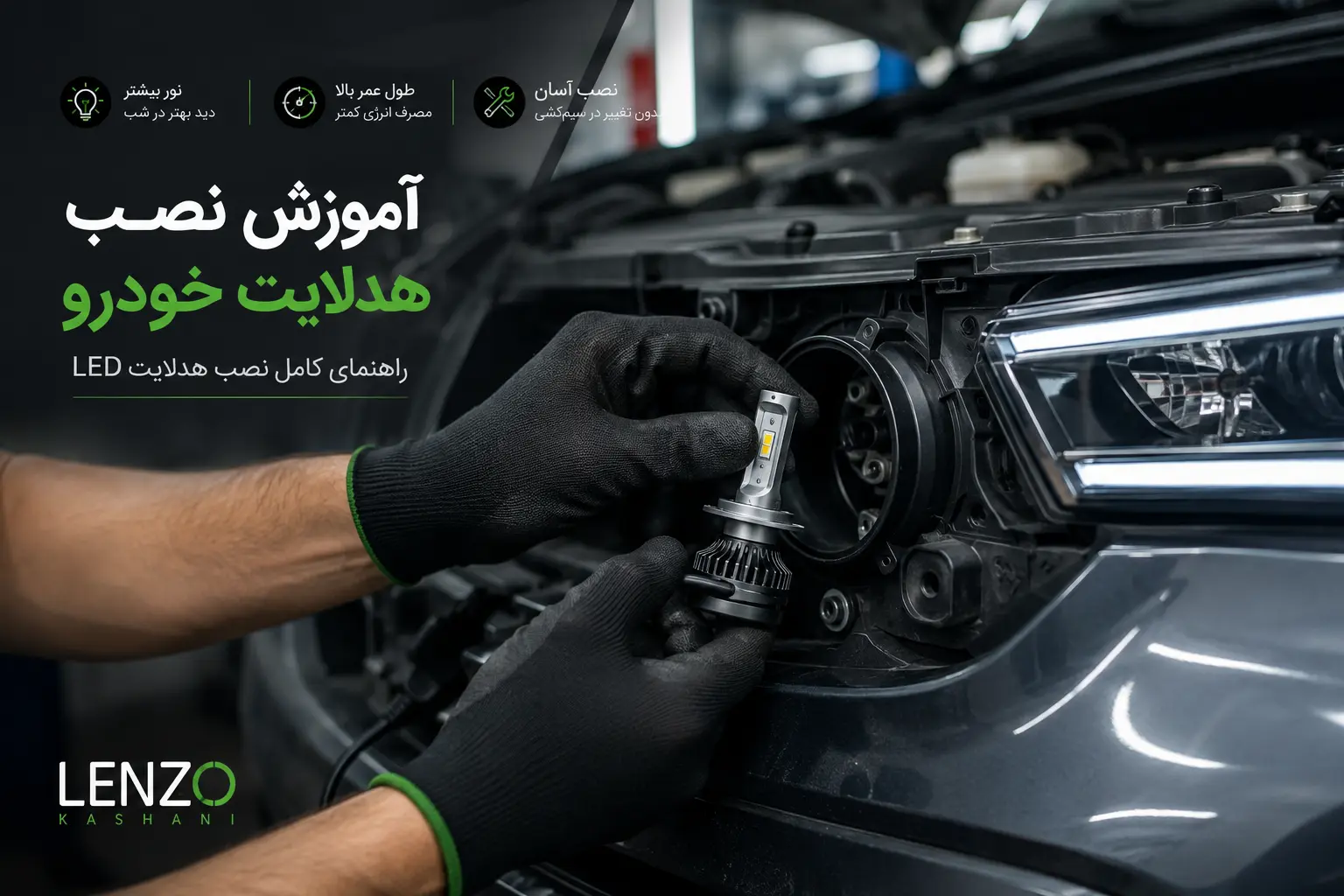 آموزش نصب هدلایت خودرو | راهنمای کامل نصب انواع هدلایت LED به‌صورت مرحله‌به‌مرحله