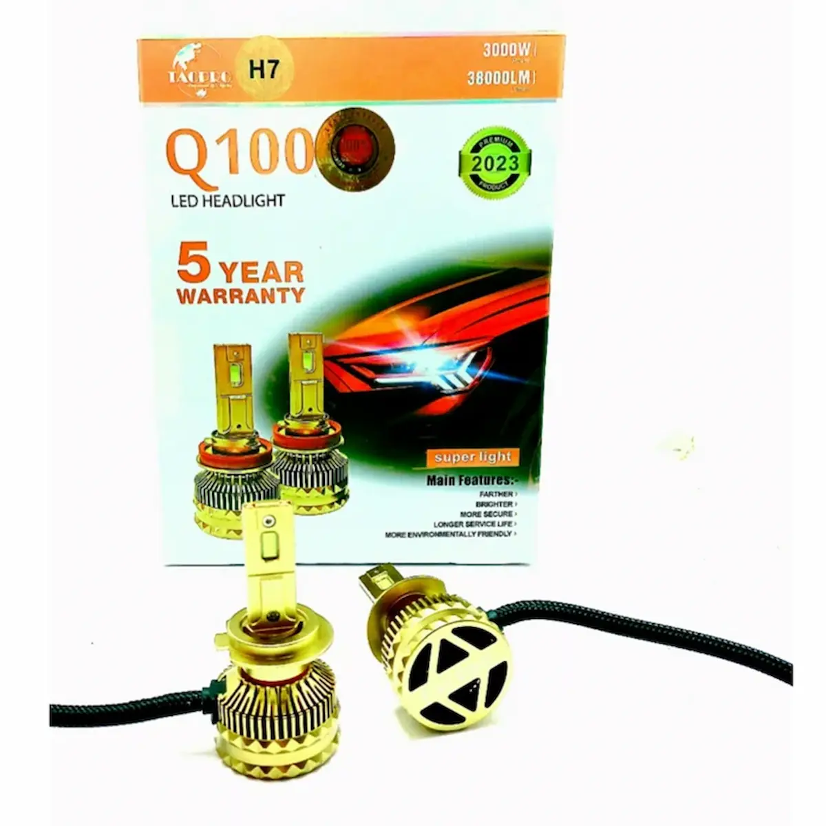هدلایت Q100 برند تک پرو تک رنگ یخی  و افتابی
