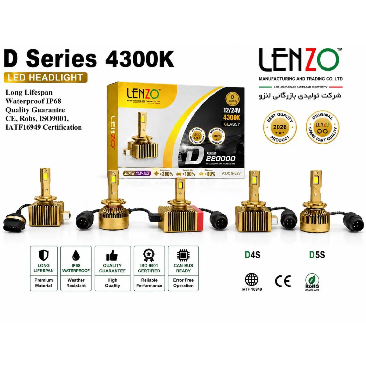 هدلایت لنزو سری D پایه D1S تا D5S نور آفتابی 4300 کلوین