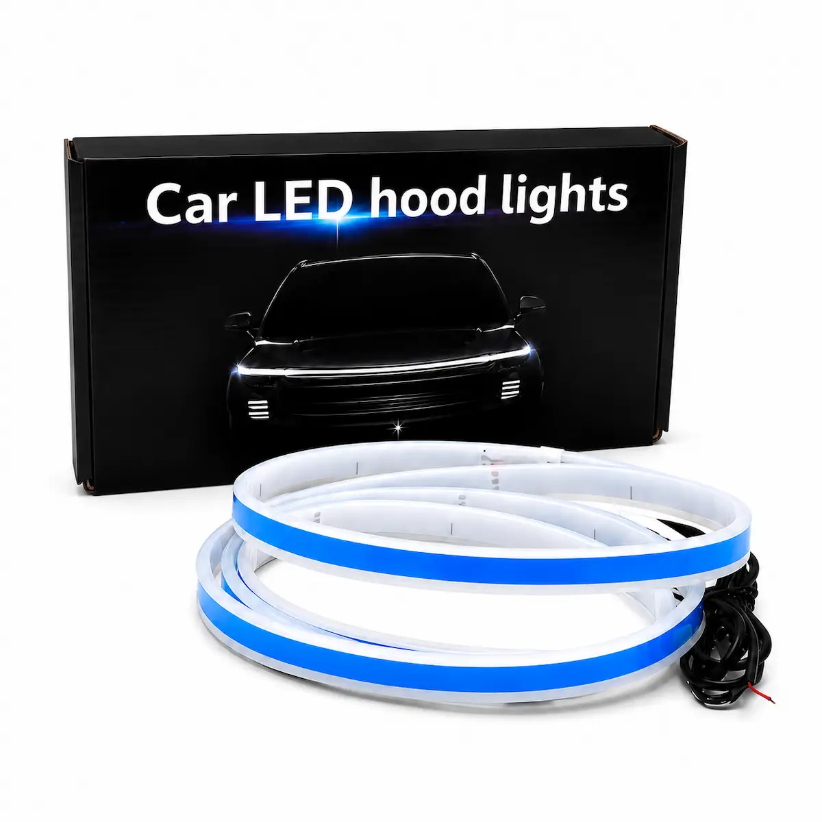 فلکسی کاپوت خودرو LENZO رنگ سفید - آبی | LED Hood Light