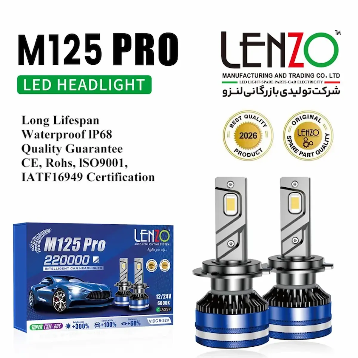 هدلایت M125 PRO 6000K برند لنزو