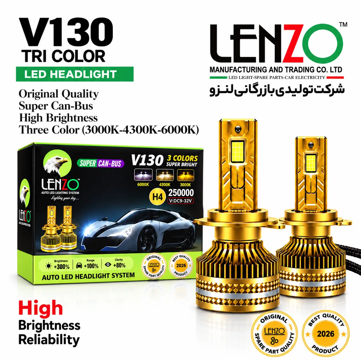 هدلایت سه رنگ لنزو V130 سوپر کنباس