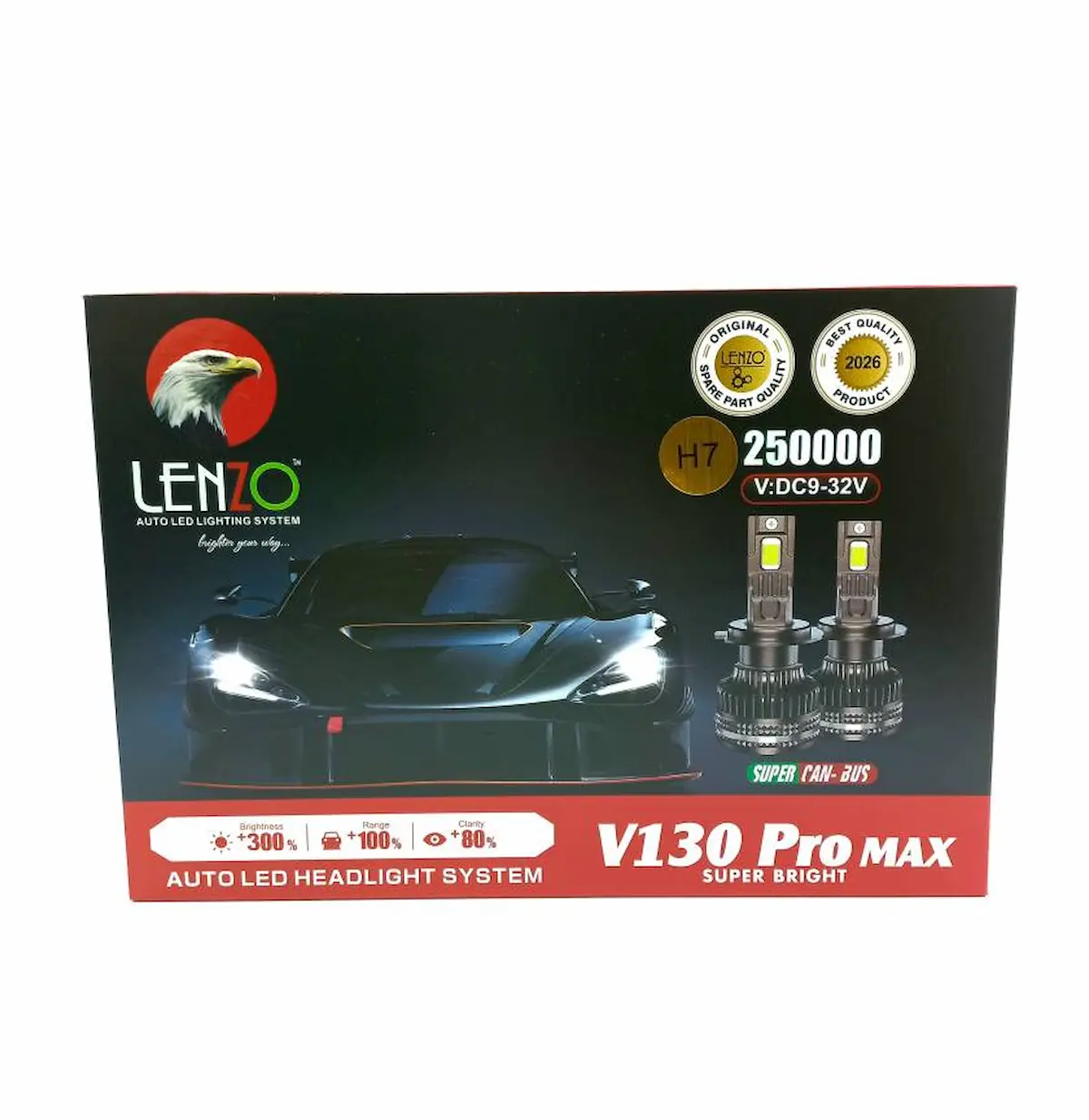 خرید هدلایت لنزو V130 Pro Max H7 | هدلایت سه رنگ LED V130 پرومکس